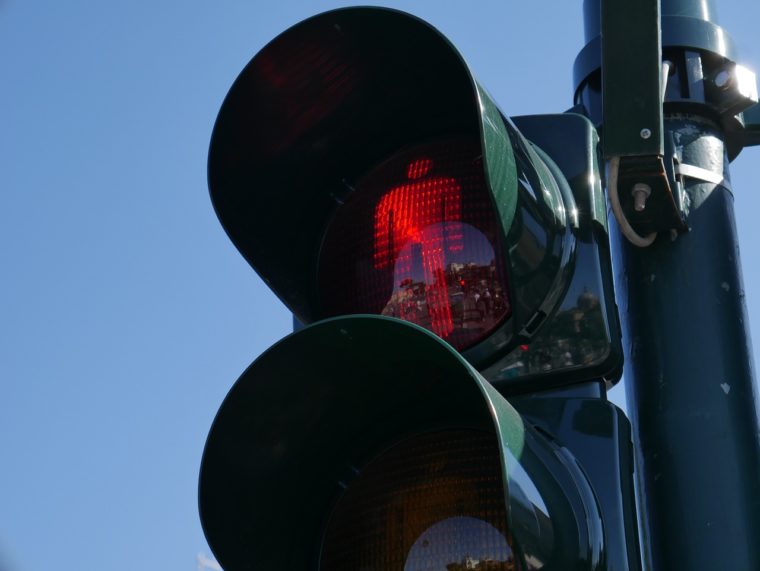 waiting at a traffic light